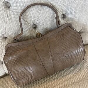 VTG 1940's Lizard Skin Handbag By Merit New York Brass Clasp Grandmacore Retro